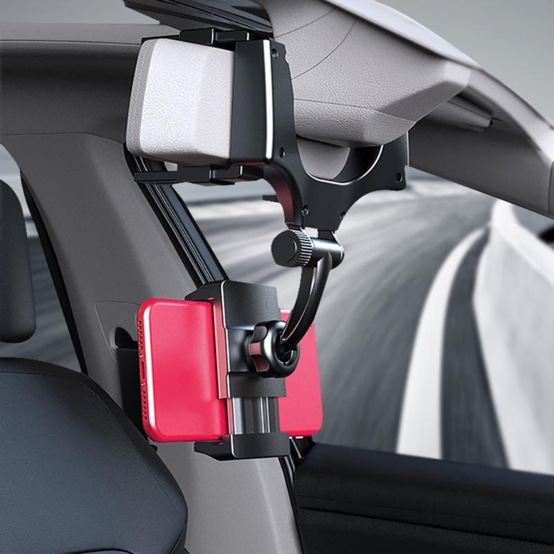 Universal Rearview Mirror Mount Phone Holder 360 Degree Rotating Rearview Mirror Phone Mount for Convenient Navigation