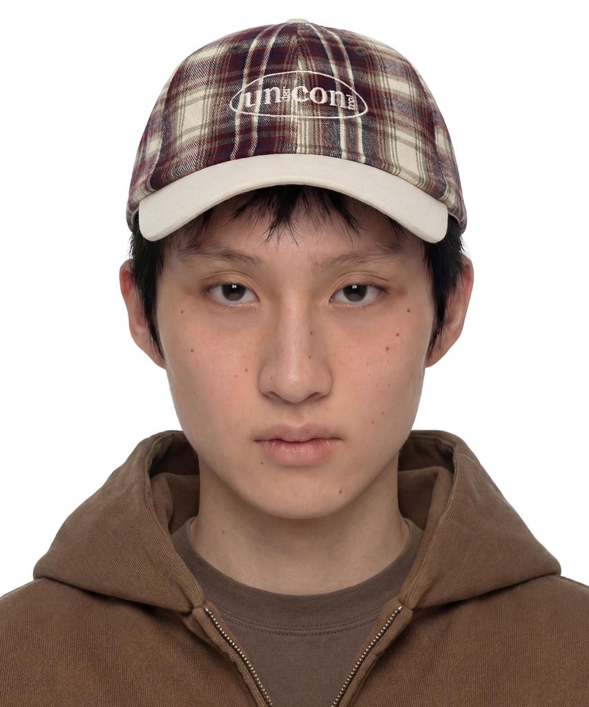 Eondeokeonteulol Check Pattern Ball Cap R Cross Logo / Classic B B / Wine Check