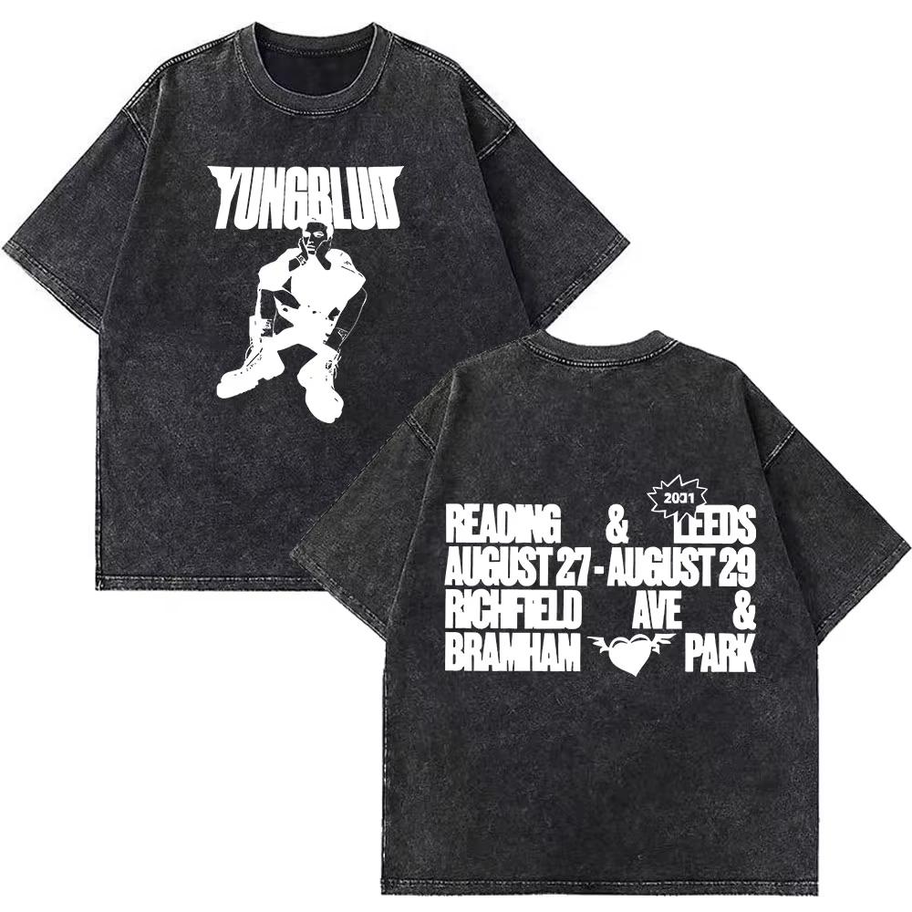 Yungblud IDOLS The World Tour Merch Retro Gewaschenes T-Shirt Herren Damen Hip Hop Rock Kurzarm T-Shirts Übergroße T-Shirts