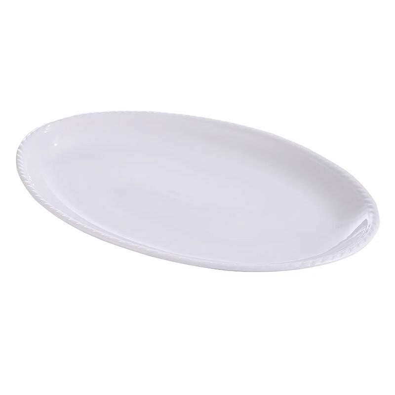 14-inch White Ceramic Oval Fish Plate