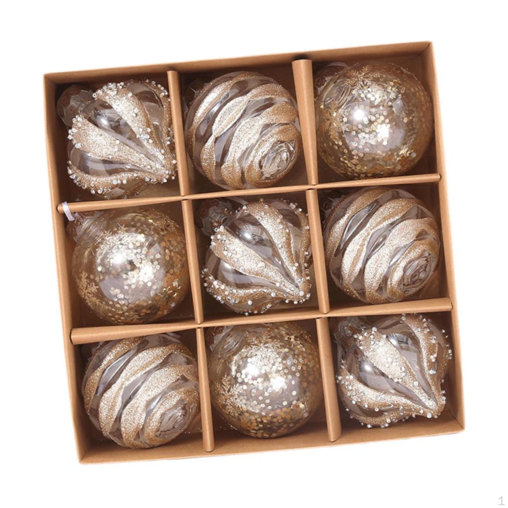 9 Pieces Christmas Ball Ornaments Decorative Baubles Charm Pendants Shatterproof Xmas Tree