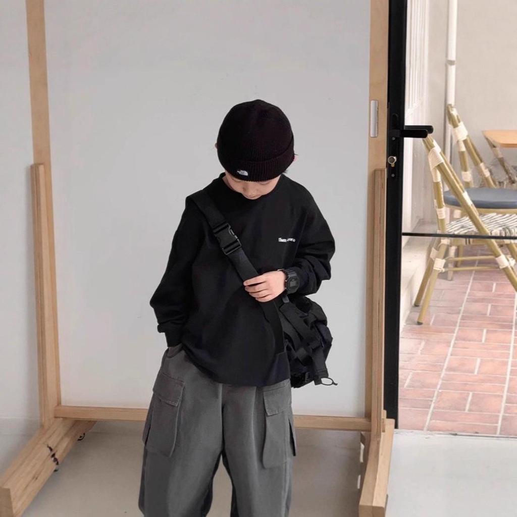 Boys' Korean Style Long-Sleeve Cotton T-Shirt - Trendy, Casual & Simple for Autumn/Winter 2025