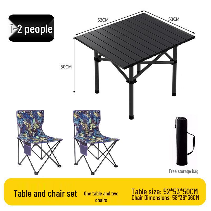 Outdoor Portable Folding Table & Chairs Set - Lightweight Roll-Up Table with Camping Seats