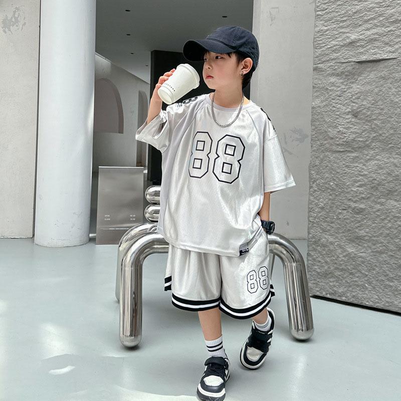 

Летний комплект баскетбольной формы для мальчиков, футболка с короткими рукавами, шорты, комплект из двух предметов