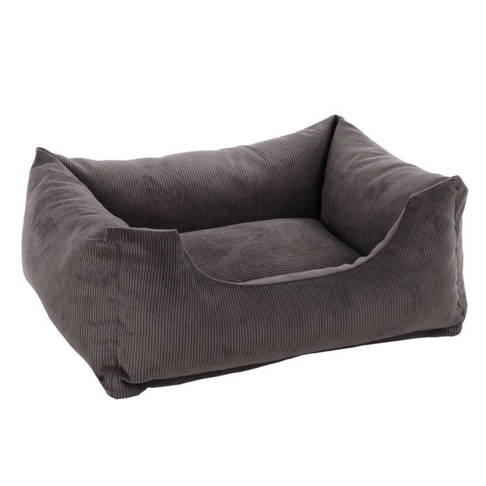 Coussin panier côtelé Rectangle Gris 65x50x20cm