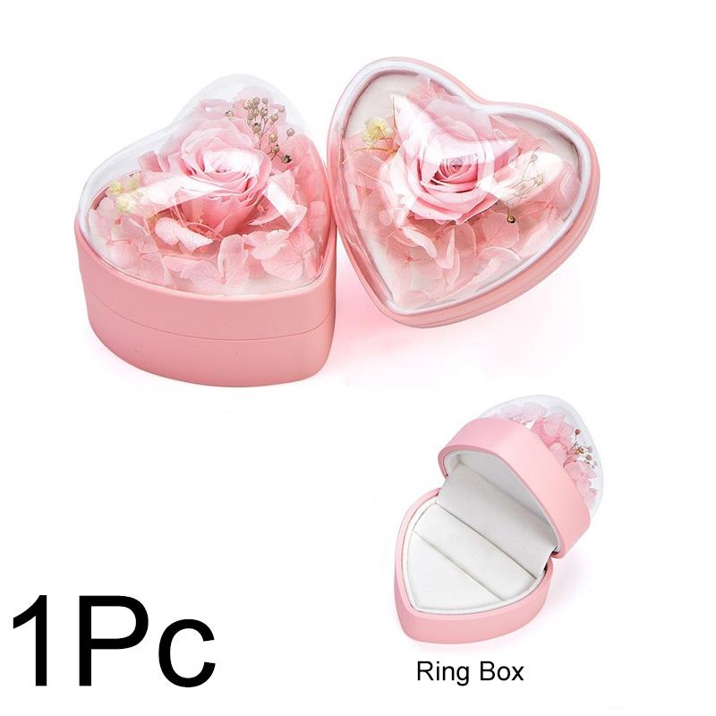 1Pc Marriage Proposal Creative Design Valentine's Day DIY Jewelry Box Romantic Preserved Flower Rose