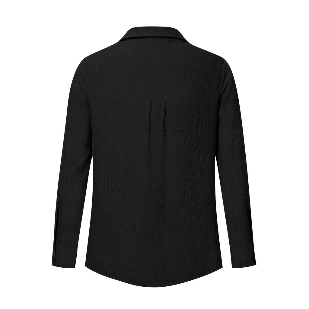 Women's Fashion Casual Solid Color Split Button Long Sleeve Shirt Top