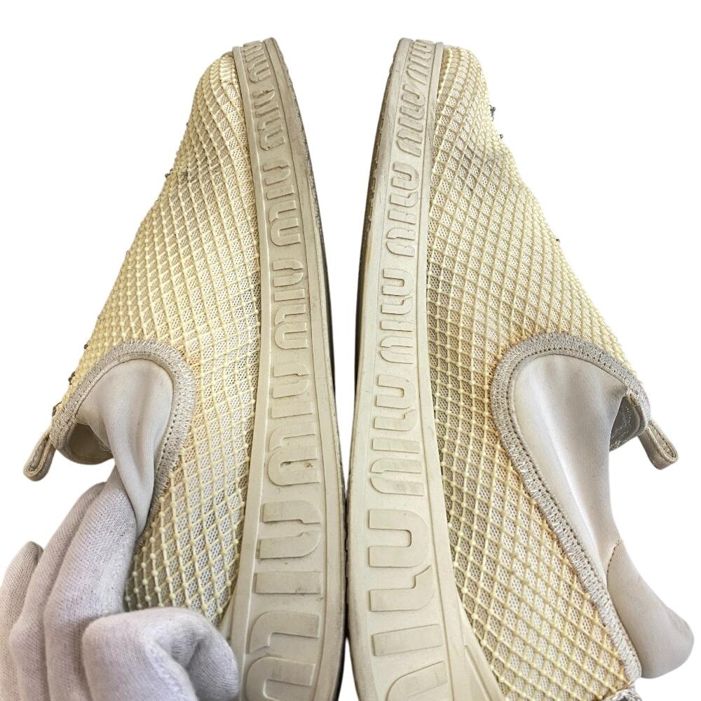 MIUMIU Síťované gumové nazouváky Bijoux Slonová kost guma Dámské Použité