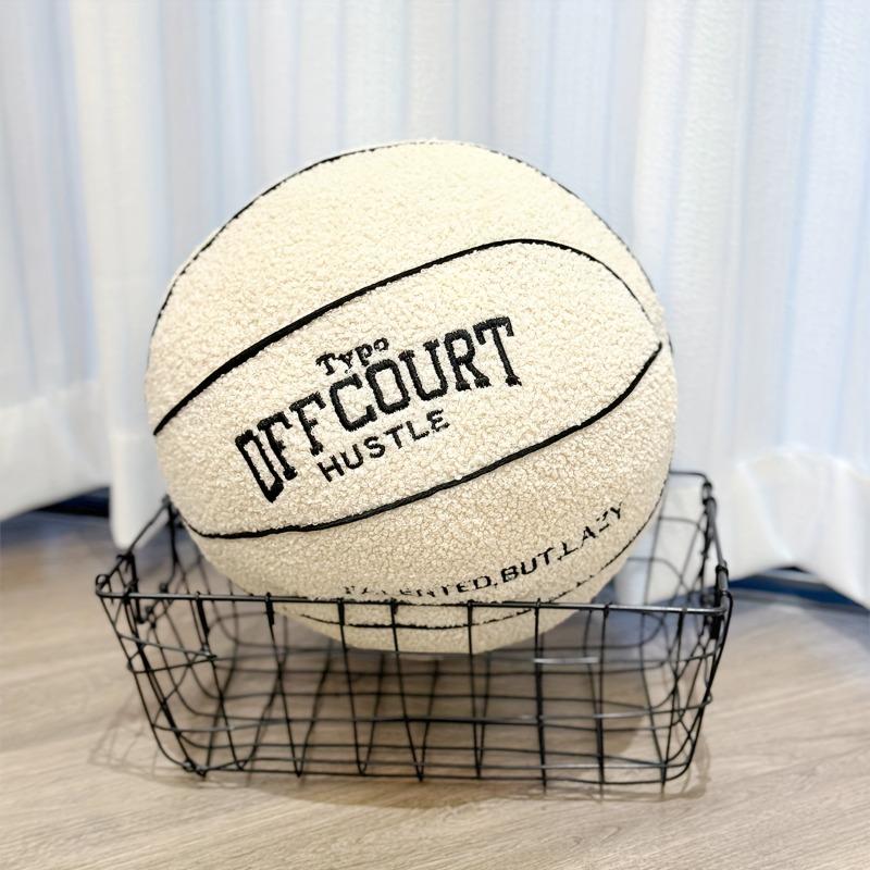 Teddy Velvet Basketball Pillow Cover Sports Design Soft Polyester Filling Hand Washable Living Room Bedroom Decor Fan Gift Idea