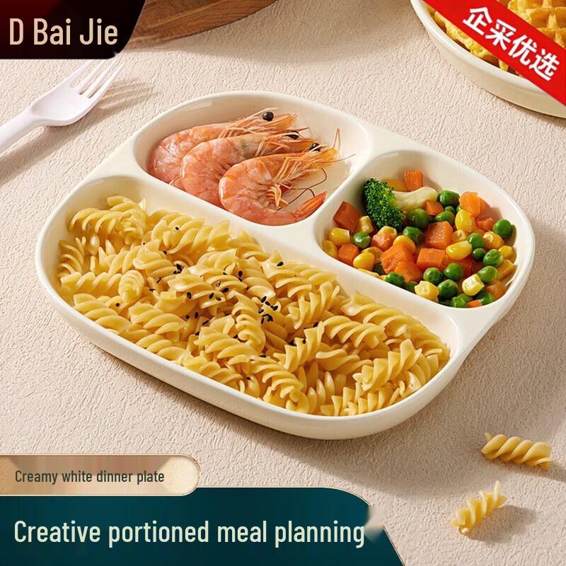 BJ Ceramic 3-Compartment Square Breakfast Plate