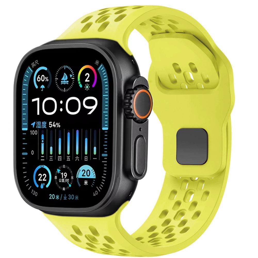 

Силиконовый ремешок для Apple Watch Ultra 3/2/1 49 мм 11 10 46 мм 42 мм Спортивный дышащий браслет iWatch 9 8 7 6 SE 45 мм 44 мм 41 мм Ремень Ultra 3-2-1 49mm флуоресцентный зеленый