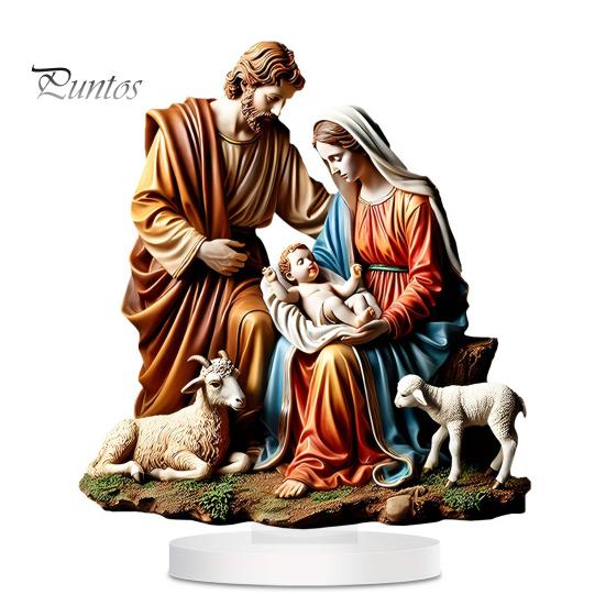 Winter Snow House Acrylic Decoration 2D Flat Nativity Scene Table Sign Christmas Home Office Living Room Bedroom Bookshelf Desktop Ornament