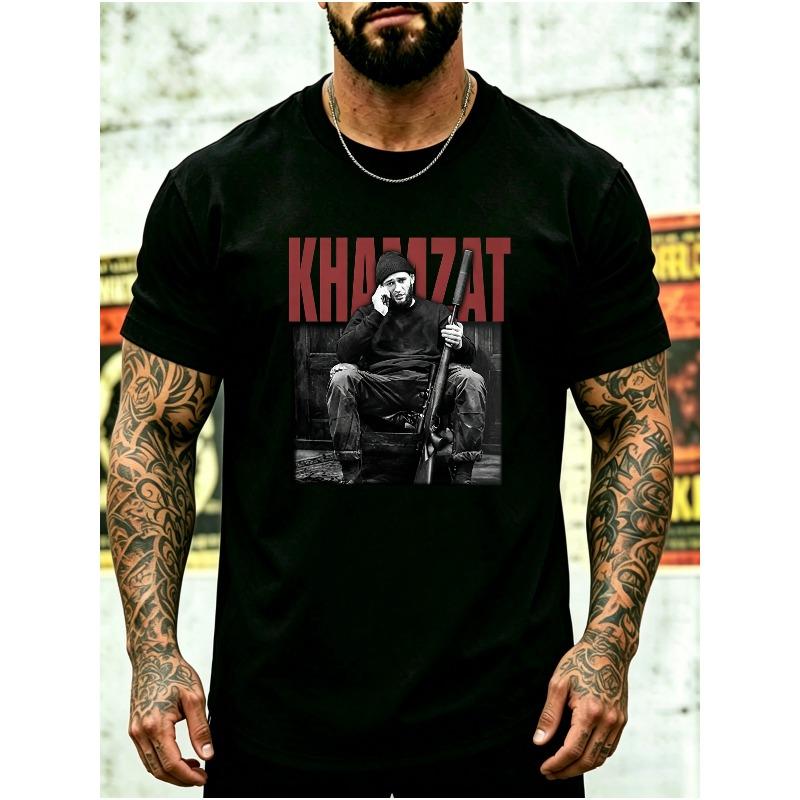 European sizes Men's  Black and White Figure Vintage Print Short Sleeve T-Shirt,  European and American Street Style Trendy  Top