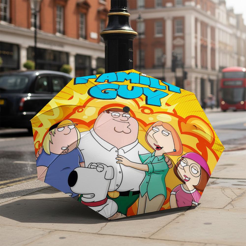 1 PC Automatic Folding Umbrella-Family Guy Pattern, Portable & Foldable Design with 8 Ribs, Christmas Birthday Gifts