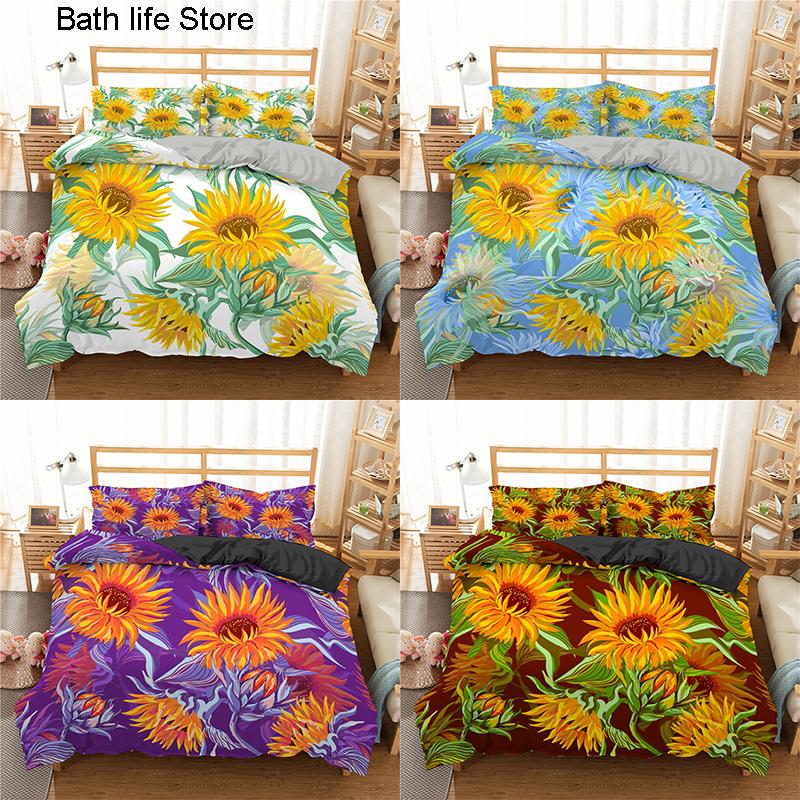 3D Printed Bedding Set Flowers Bedclothes Duvet Cover With Pillowcase Plant Bedding Set Soft Quilt Cover For Home Textiles