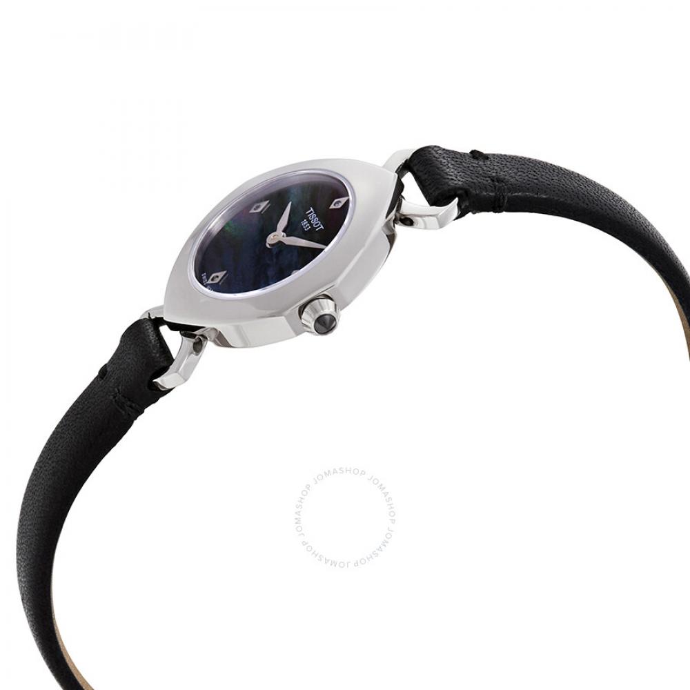 TissoT Femini T  moTher Of Pearl Dial Ladies Black leaTher waTch T113.109.16.126.00
