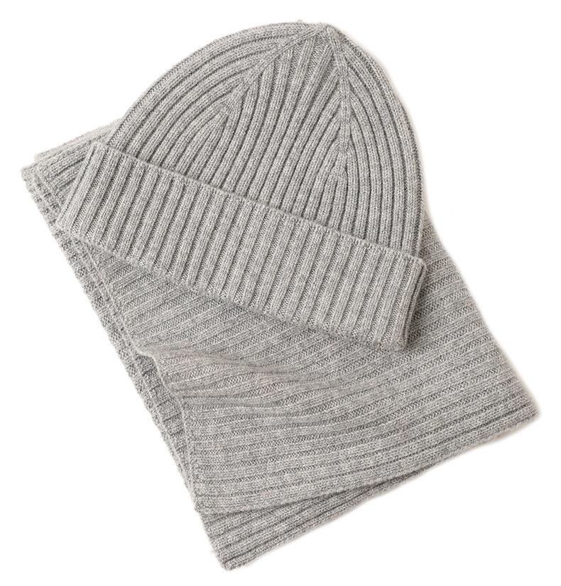 Autumn and winter new wool knitted hat wool scarf men's and women's warm versatile wool ear hat set