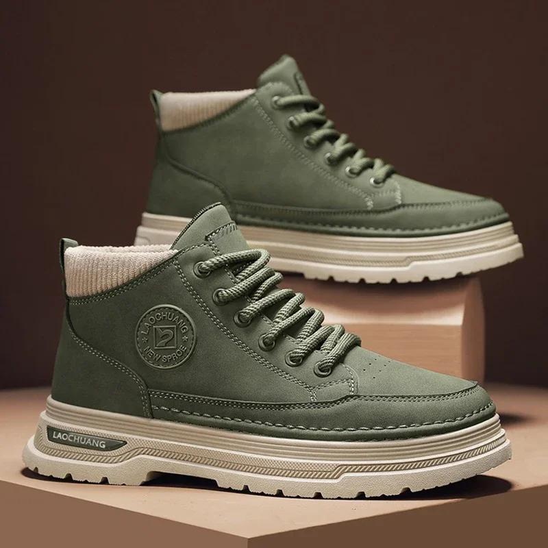 

Outdoor Men s Boots Winter New Business British Retro Mid Top Versatile Casual Sports Trendy Shoes Fashion Men s Ankle Boots 44 зелений