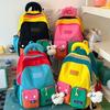 Schoolbag contrasting splicing Internet celebrity backpack female dopamine primary school bag Japanese large capacity burden reduction junior high