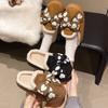 Fleece Warm Bow Cotton Slippers Women's Winter Ins Tide Korean Version Soft Thick Bottom Cotton Mop Fashionable Outer Wear Casual Cotton Mop