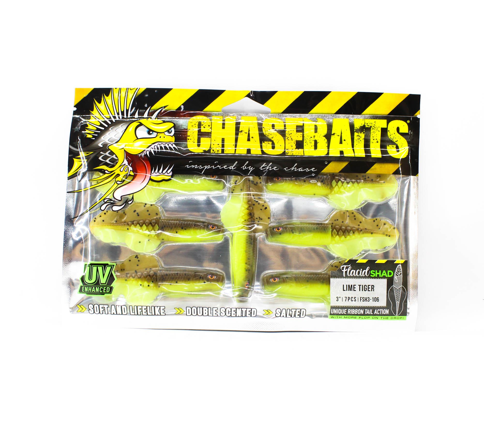 

Chasebaits Flacid Shad 3inch Soft Lure 7/Pack Lime Tiger (4686)