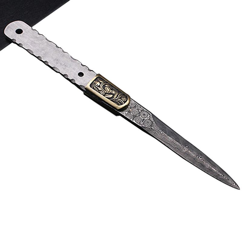 Damascus Steel Fixed Blade Knife Billets DIY Puerh Tea Needles Teaware Tool Part Accessories Gift for Men