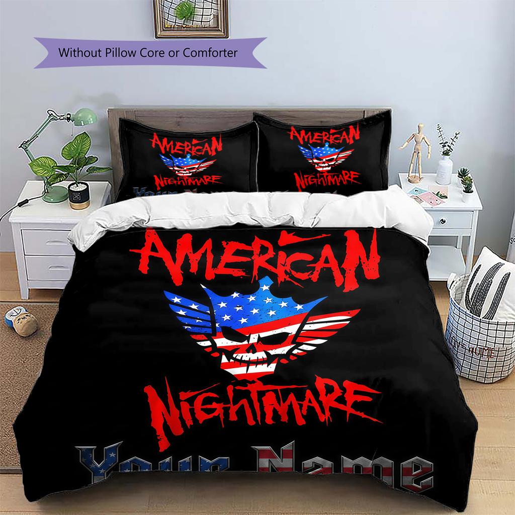 Custom Name American Nightmare Bedding,Quilt Set Quilt Cover Pillowcase Home Birthday Gift (1 * duvet cover + 2 * pillowcase, without core)