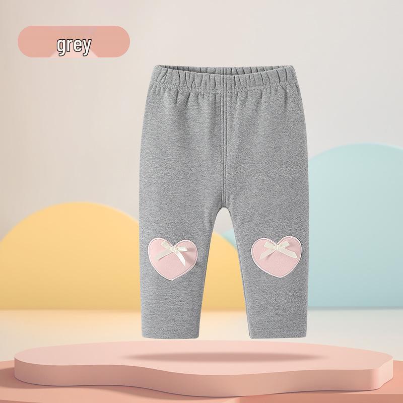 2025 Herbst/Winter Mädchen Leggings mit Herzdesign, Fleece gefüttert für Babys 0-3 Jahre - Lange Hosen mit offenem Schritt