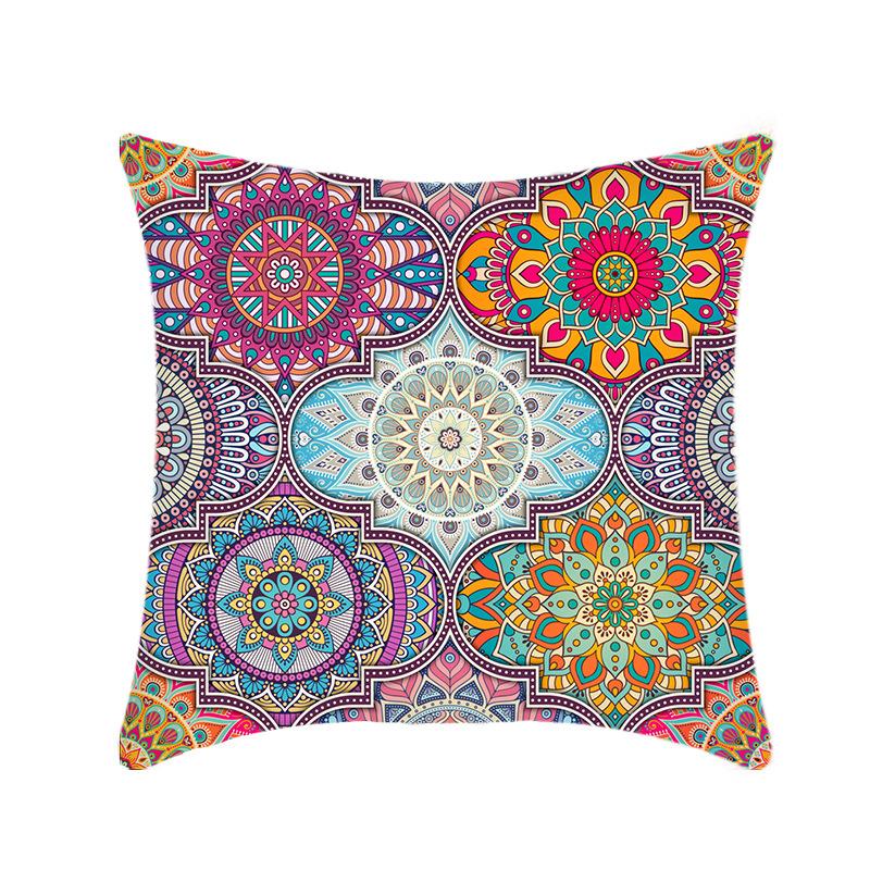 Spliced Colorful Mandala Traditional Ethnic Pattern Car Throw Pillows, Sofa Bay Window Pillow Covers and Cushions