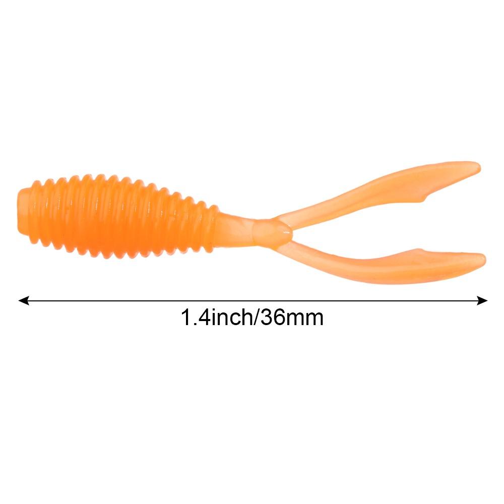 10pcs 36mm 0.3g Soft Fishing Lure Twin Tail Silicone Artificial Bait Wobbler Worm Lures Fluorescent Fishing Tackle for Ocean Sea