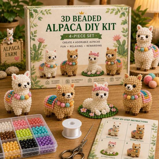 Animale con Perline 3D Carino Kit Fai da Te con Perline Rana Alpaca