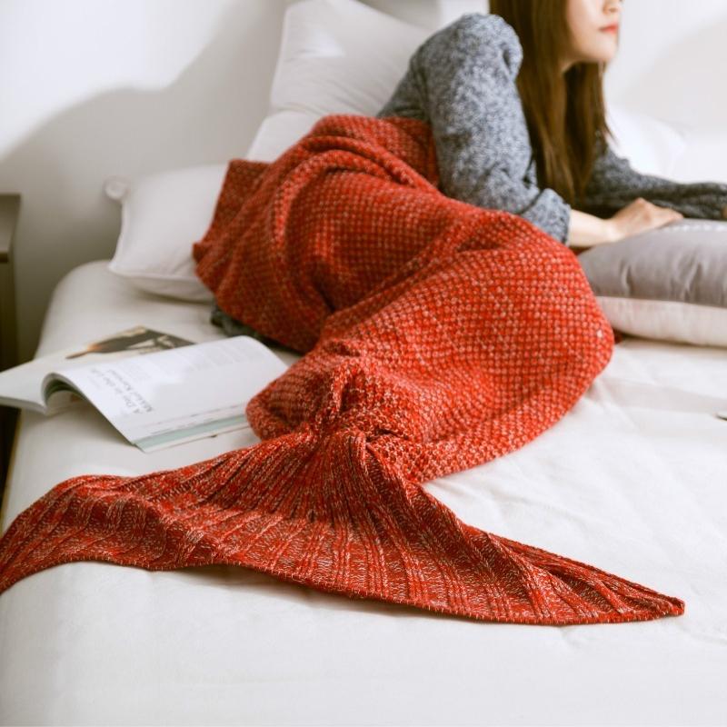 New Mermaid Tail Blanket Soft and Comfortable All Season Universal Knitted Sofa Cover Blanket Skin Friendly Thick and Breathable