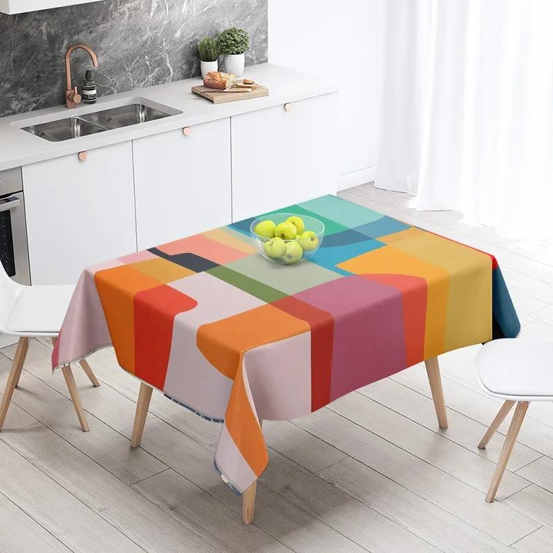 Jingyue Pet Unisex Waterproof Abstract Geometric Tablecloth Resistant Party Decoration Restaurant Cafe Dining Table Tablecloths