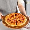 Acacia Wood Round Pizza Serving and Cutting Board with Carry Handle Wooden Tray for Kitchen Pizza and Cheese Platters