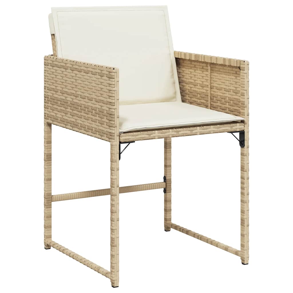 Vidaxl 11-Cz. Garden Furniture Set With Cushions, Beige, Poly Rattan