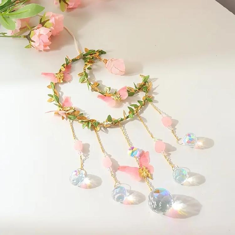Crystal Sun Catcher with Butterfly and Moon Elements Decoration for Window Homes