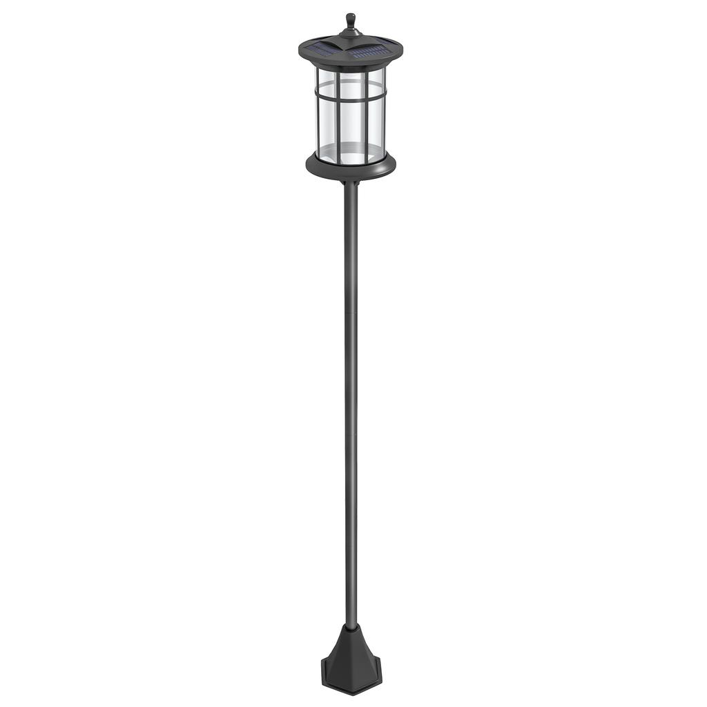 Solar Garden Lamp Post 184cm Tall with Cold White LED Light and IP44, Black