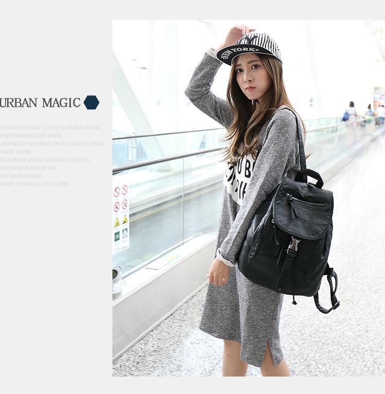 Damenrucksack aus Lammleder im koreanischen Stil mit Stickerei - Modisch & geräumig für Reisen oder die Schule