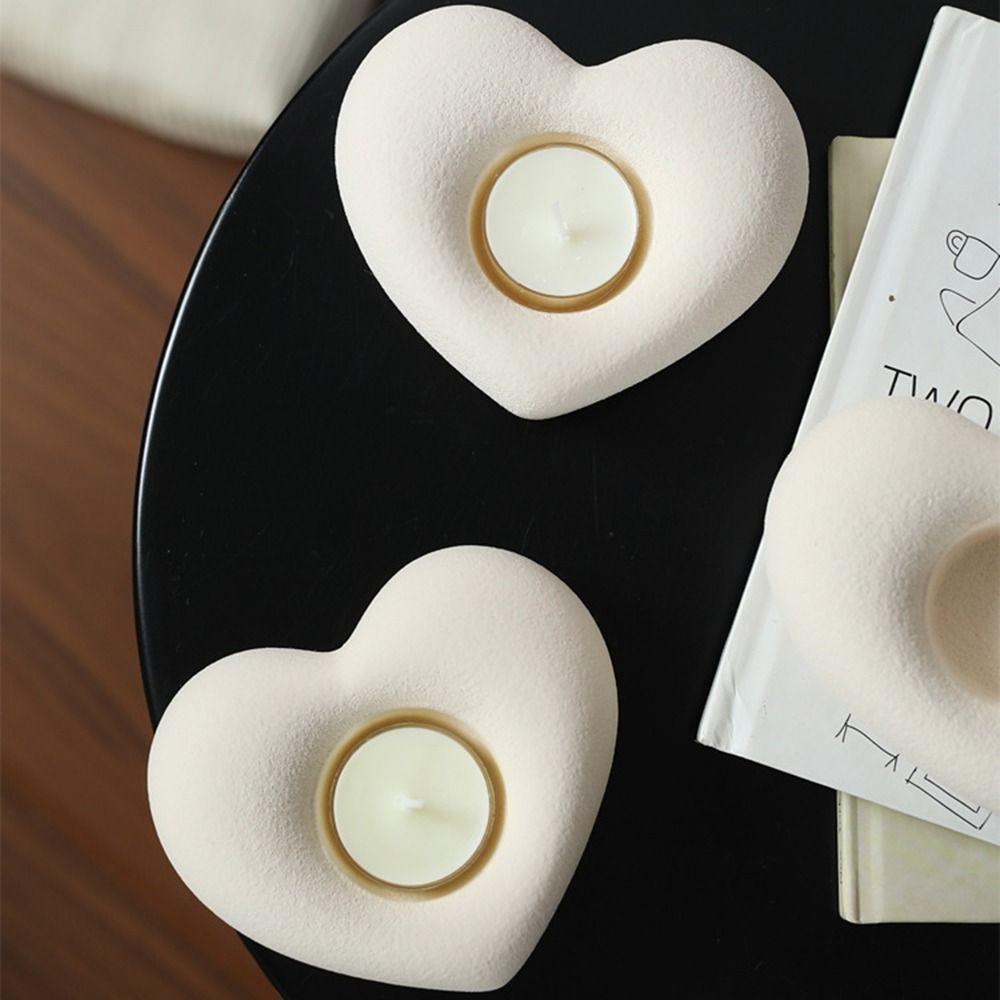 Ceramic Material Ceramic Candlestick Heart Shape Design Wedding Candle Base  Wedding Decor