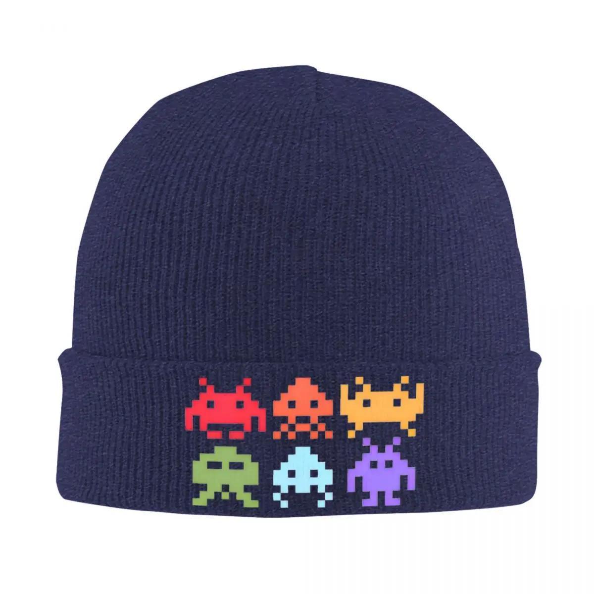 Space Invaders Пиксель-арт Радужные пришельцы Шапки Осень Зима Шапки-бини Теплая кепка Унисекс Акриловые вязаные шапки
