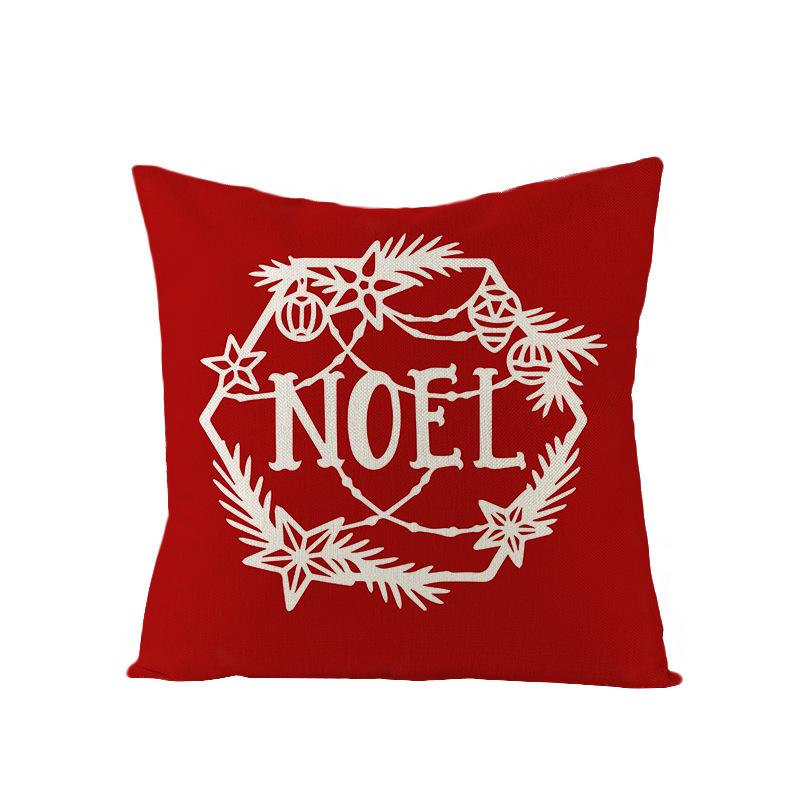 Watercolor Red Christmas Pillow Cover Polyester Printed Holiday Pillow Cartoon Pillow Cover