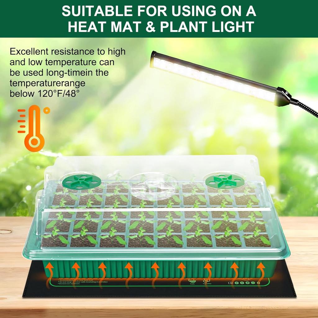 24/48 Holes Seedling Tray Kit with Adjustable Ventilation Lid Seed Starter Germination Box for Balcony Indoor Planting Transpla