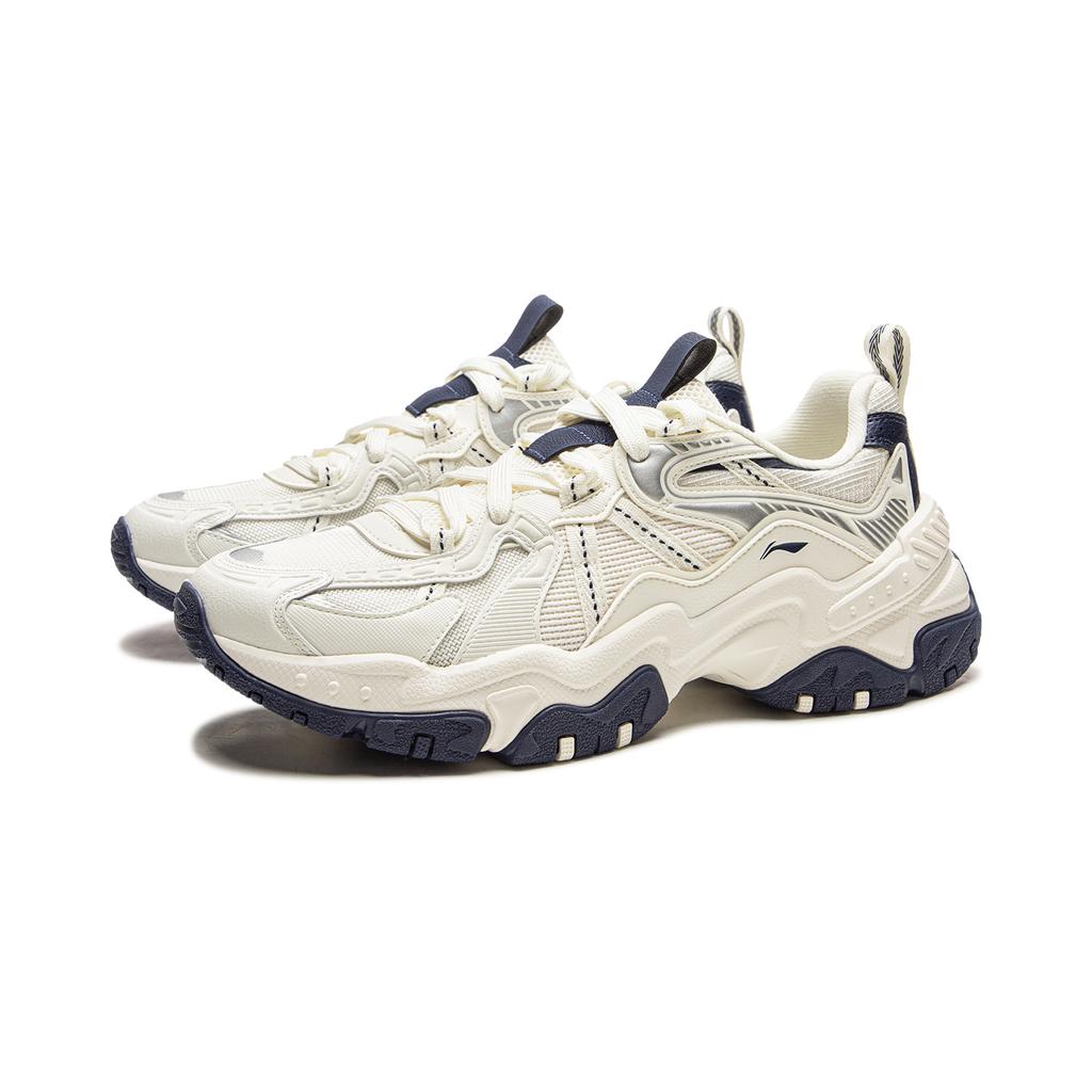 Li Ning Brown Sugar Cushioning Slip Resistant Abrasion Resistant Support Low Top Casual Shoes Men's White Blue AGCW097-4