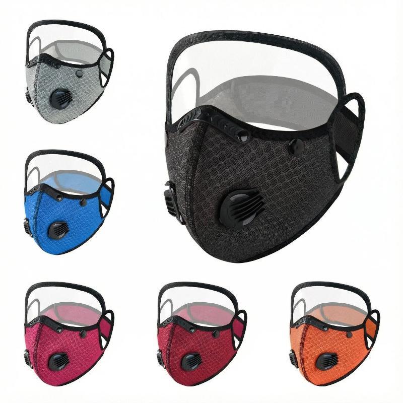 Reusable Breathable Mesh Face Mask Clear Anti Fog Eye Shield Air Valves For Cycling Hiking Outdoor Dust