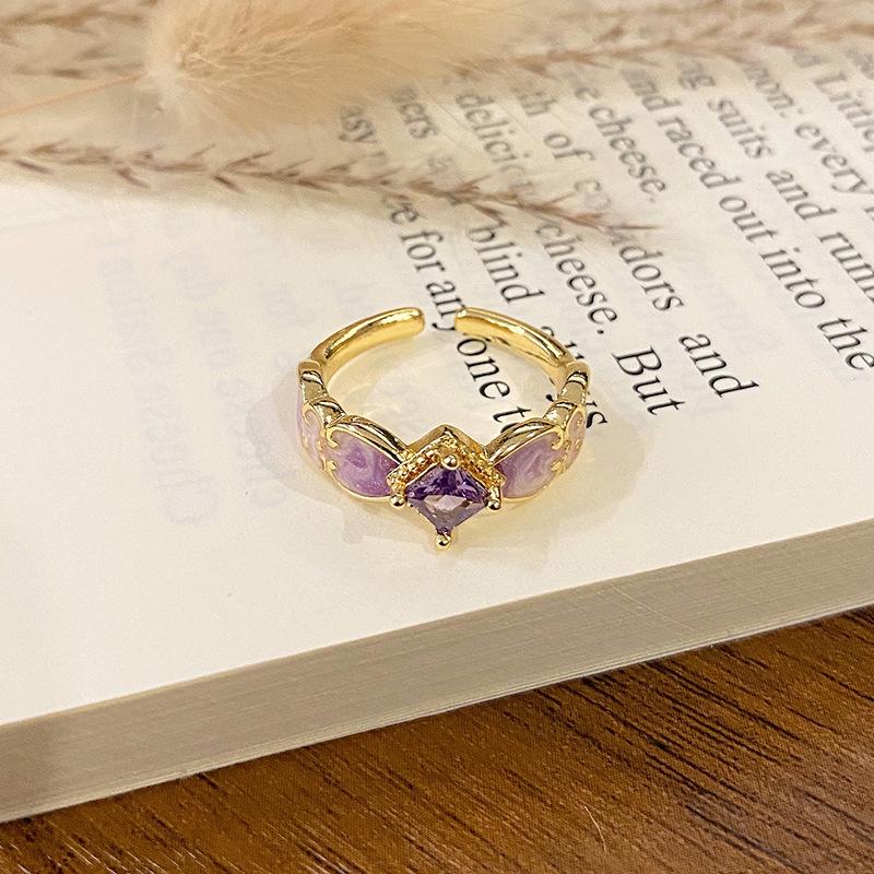 New Chinese Enamel Oil Pattern Ring Light Luxury High Sense Internet Celebrity Foreign Style Versatile Ring