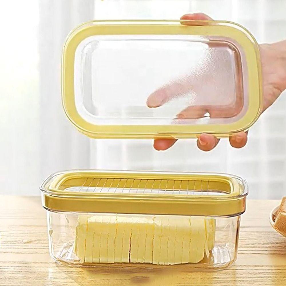 Hand Press Butter Keeper Plastic Cheese Storage Box Durable Butter Slice Container Fridge