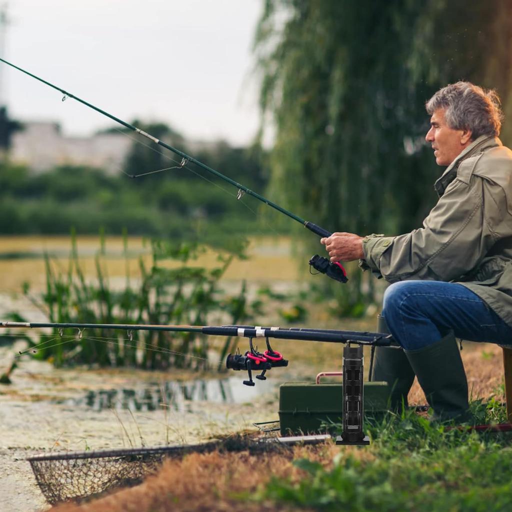 AUTAKI Rod Holder Set of 2, Rod Stand, Fishing Storage and Protection Tool Box Case, Clear, Fits Tackle Boxes, Coolers, Buckets, and More