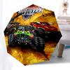 Monster Jam, Monster Trucks Themed Automatic Opening and Closing Umbrella, Compact Travel Umbrella, Lightweight and Portable, Suitable for B