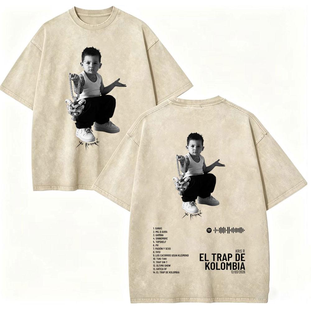 Vintage Washed Rapper Kris R Tshirts Men Women Clothing High Street Fashion Trend T Shirt High Quality Cotton Oversized Tshirt