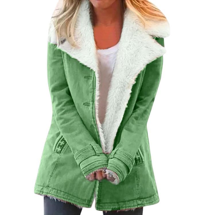Long Sleeve Casual Padded Cotton Jacket Warm Button Coat Women Fashion Top